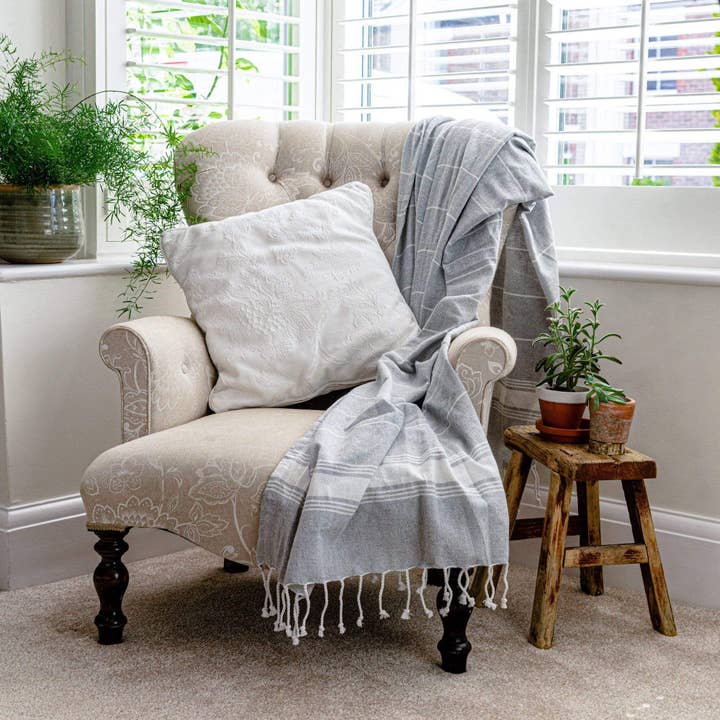 Rinkit Ltd – wholesale Beach towel – Nicola Spring Turkish Beach Towel - Grey3