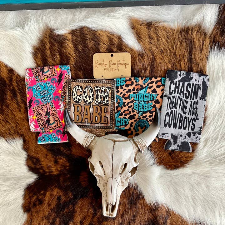 Ranchy Roan Boutique - Wholesale Drink Huggers & Koozies - Cow Babe Regular Koozie1