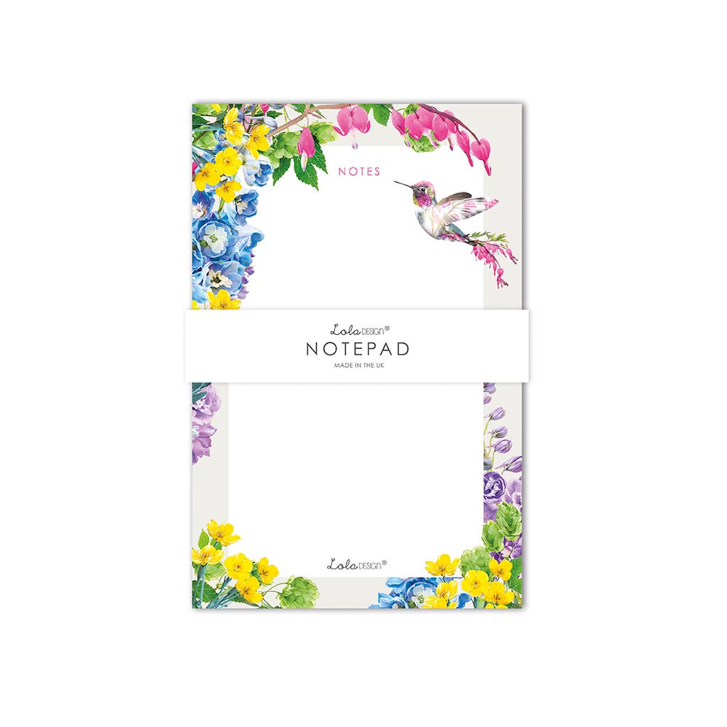 Lola Design Ltd - Wholesale Notepad - Notepad featuring Stone Botanical Hummingbird1