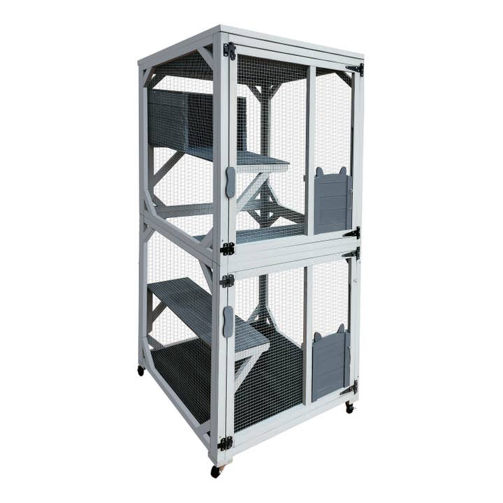 39F Inc. - Wholesale Pet Carrier - Cat - 71in Outdoor Wooden Catio with Roof and Wheels for Cats6