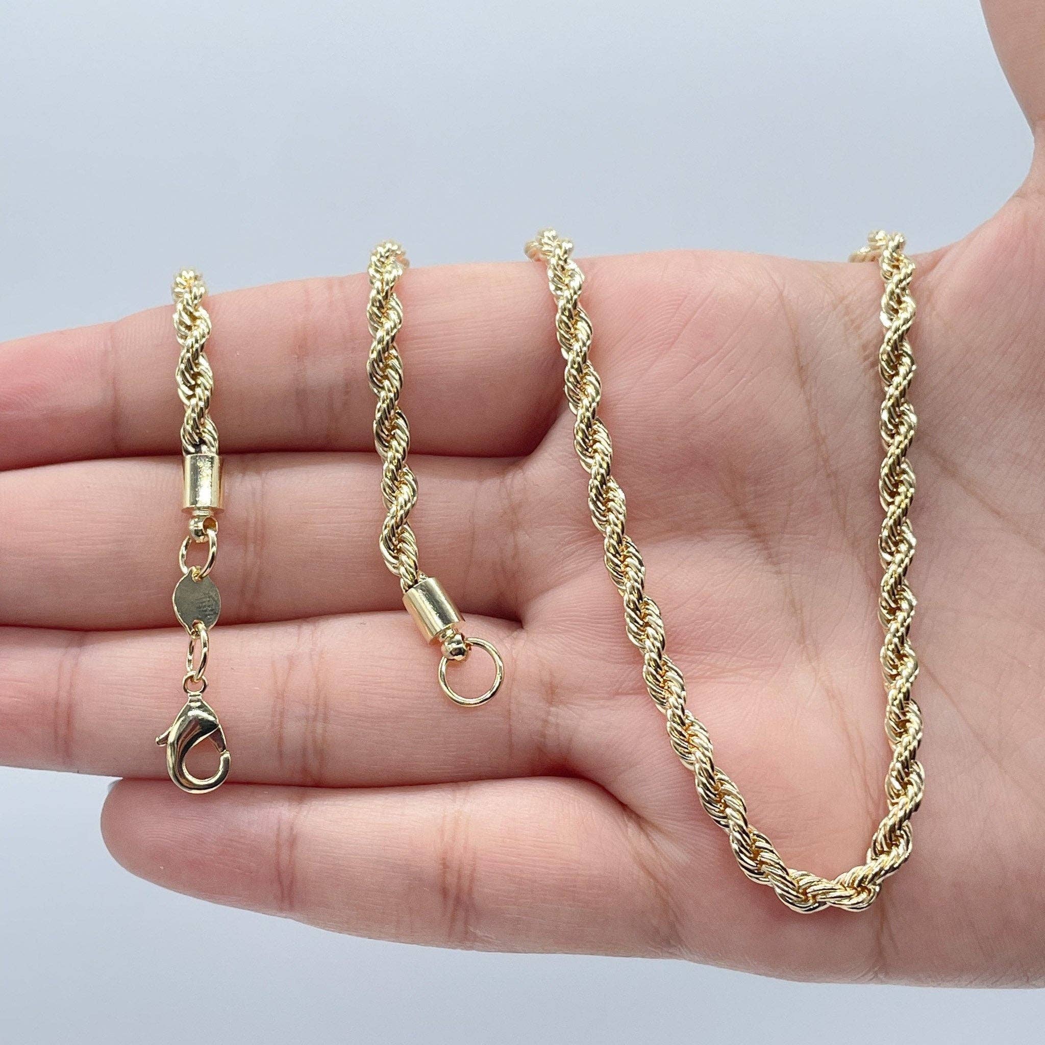 Milie - Wholesale Link & Chain Necklace - 18k GF 4mm Thick Rope Chain6