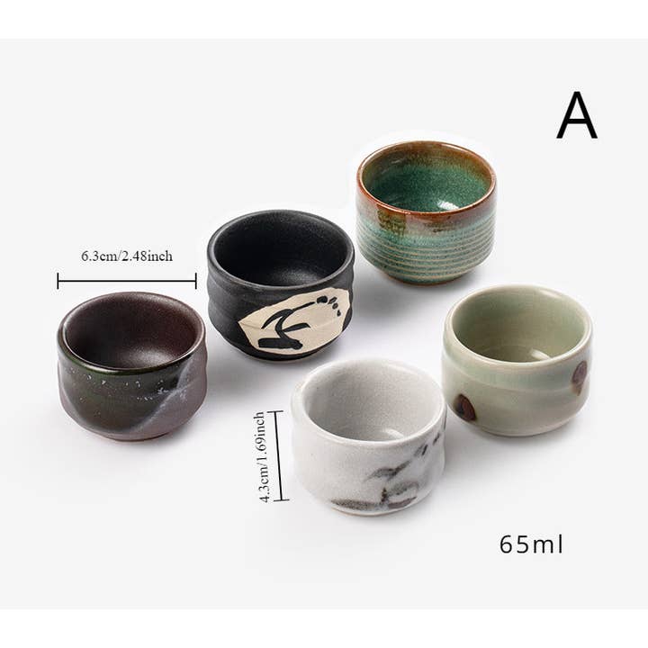 Gohobi - Venta al por mayor Juegos de té - Juego de tazas de té Gohobi Mino Yaki Evening Breeze, tazas de cerámica simples de 5 piezas con caja de madera