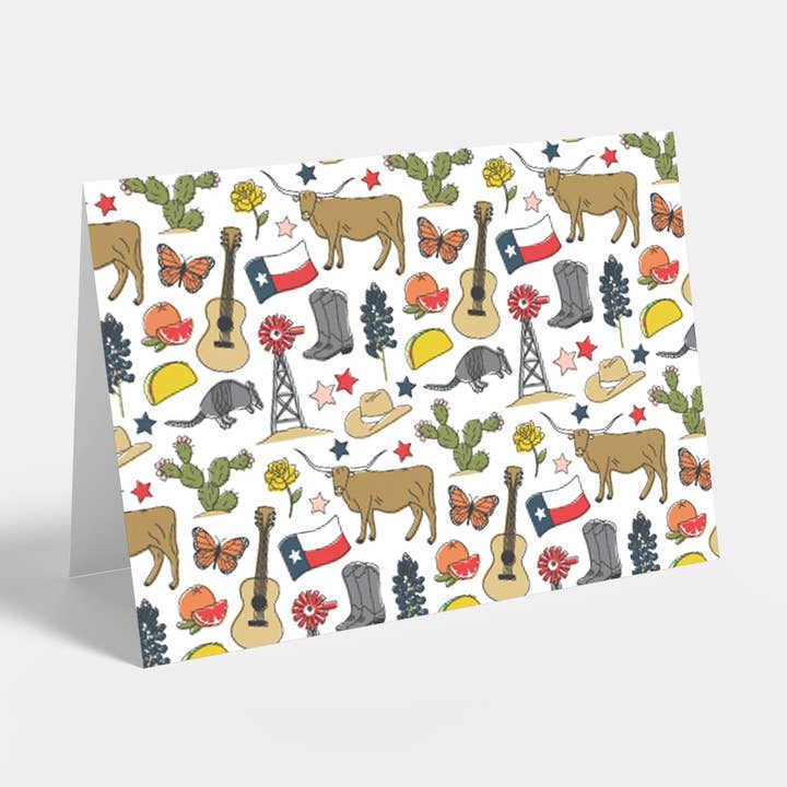 Texas Icons Note Cards (Flat/Folded) for wholesale by Patterned Goods
