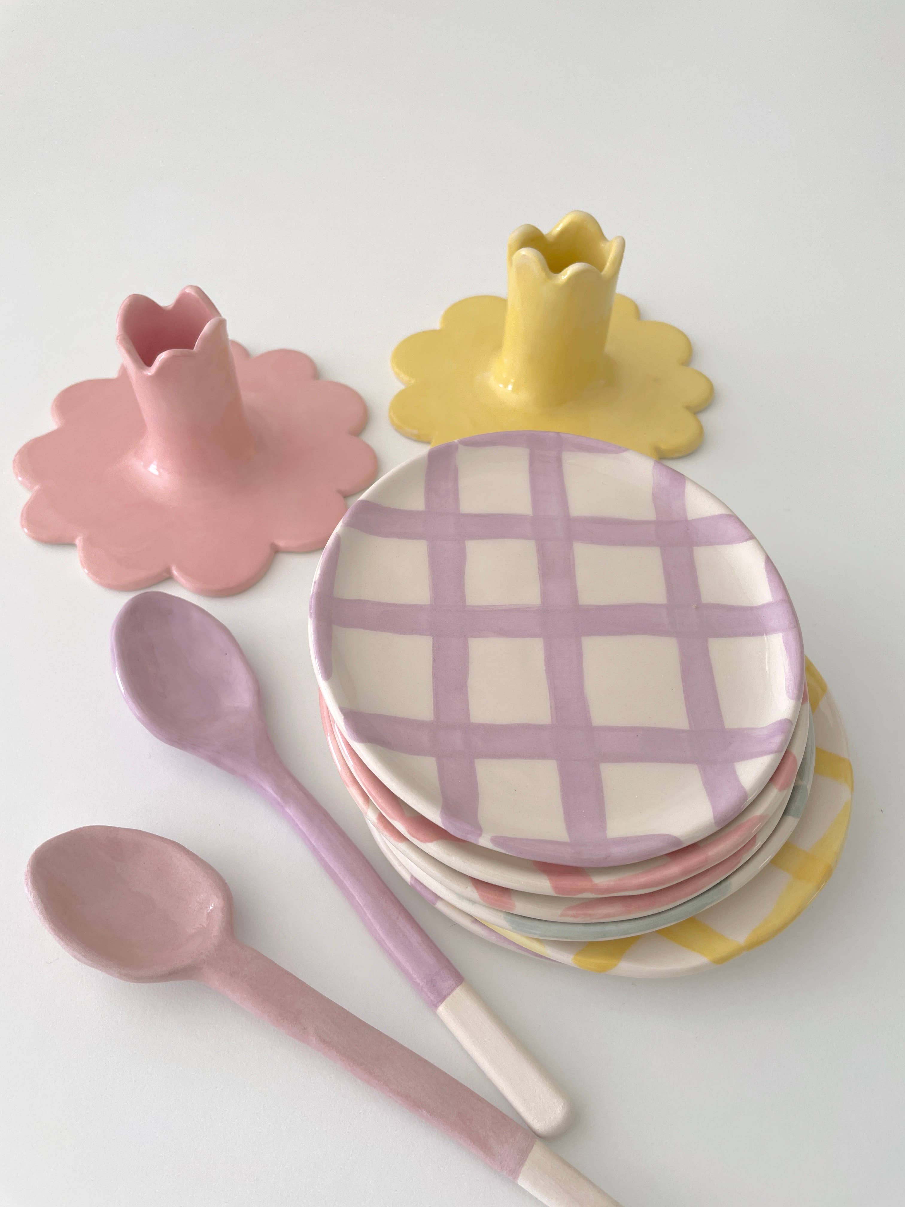 Pipa and Happy - Vendita all'ingrosso Piatto - Piatto Vii in ceramica fatta a mano con motivo a scacchi5