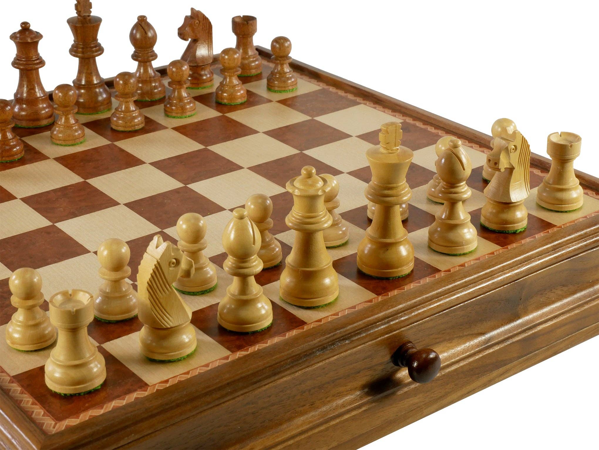 WorldWise Imports - Wholesale Board Game - Chess Set - Walnut/Maple Chest and Single Weighted Chessmen1