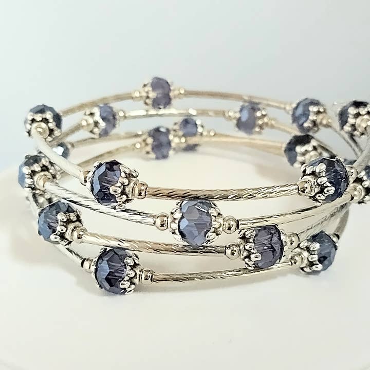 Piccadilly Pendants - Vente Bracelet manchette - Bracelet à mémoire de forme en cristal, bracelet facile à enfiler3