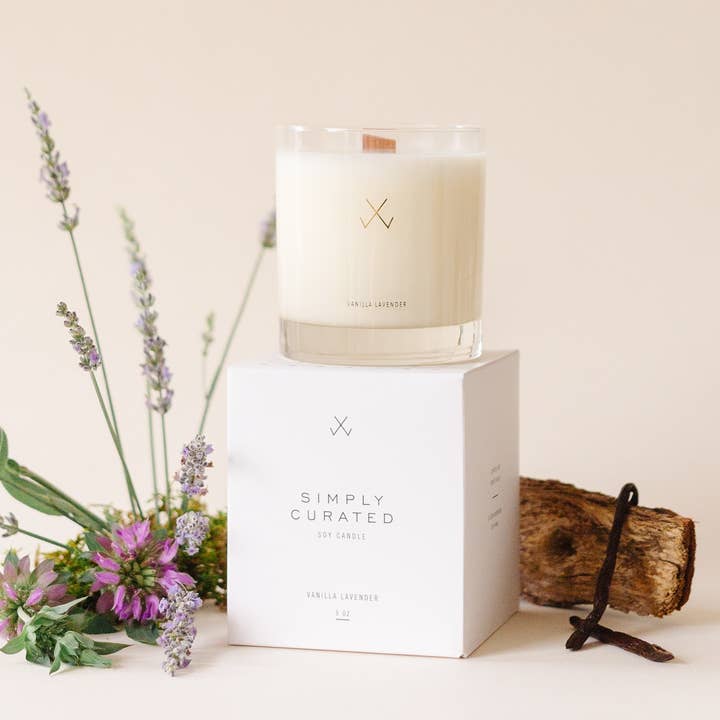 Simply Curated – Großhandel Kerze im Glas / gefüllte Kerze – Vanilla Lavender - 9 Unzen Sojakerzen0