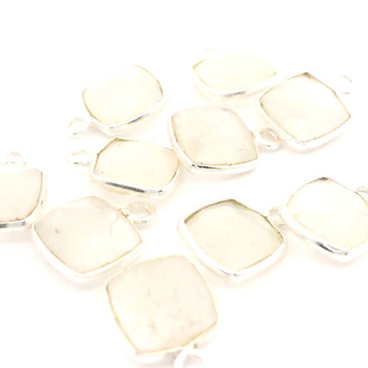 Purity Beads - Wholesale Individual Charm/Pendant - 8mm Cushion Gemstone Pendants – 1-Loop Charms | Sterling Silver & Gold Plated | Choose from 14 Gemstones | 10pcs Pack13