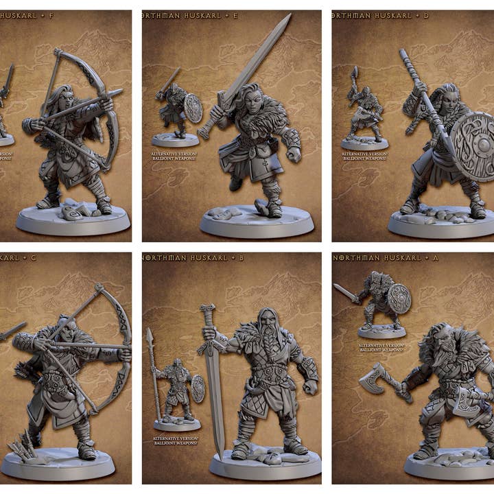 Set di miniature dnd Viking Fighters - Artisan Guild | Maschio | Femmina | Combattente | Barbaro | Ranger | Nordico | Pathfinder | Wargaming, 28mm 32mm per la vendita all'ingrosso da parte di The Beaver and Broadsword