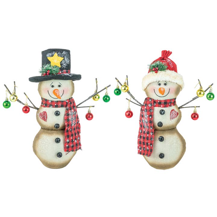 Christmas Decorated Snowman Tabletop - 2 Assortment for wholesale by Hanna's Handiworks