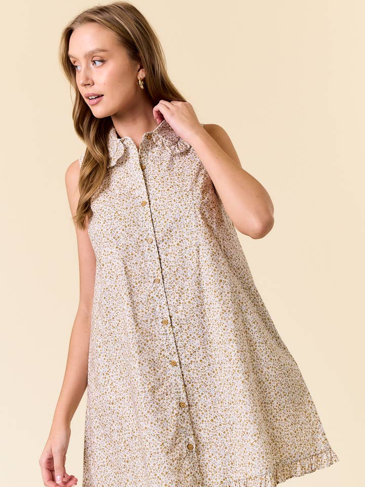 Floral Print Sleeveless Mini Dress - 27939D for wholesale by Doe and Rae