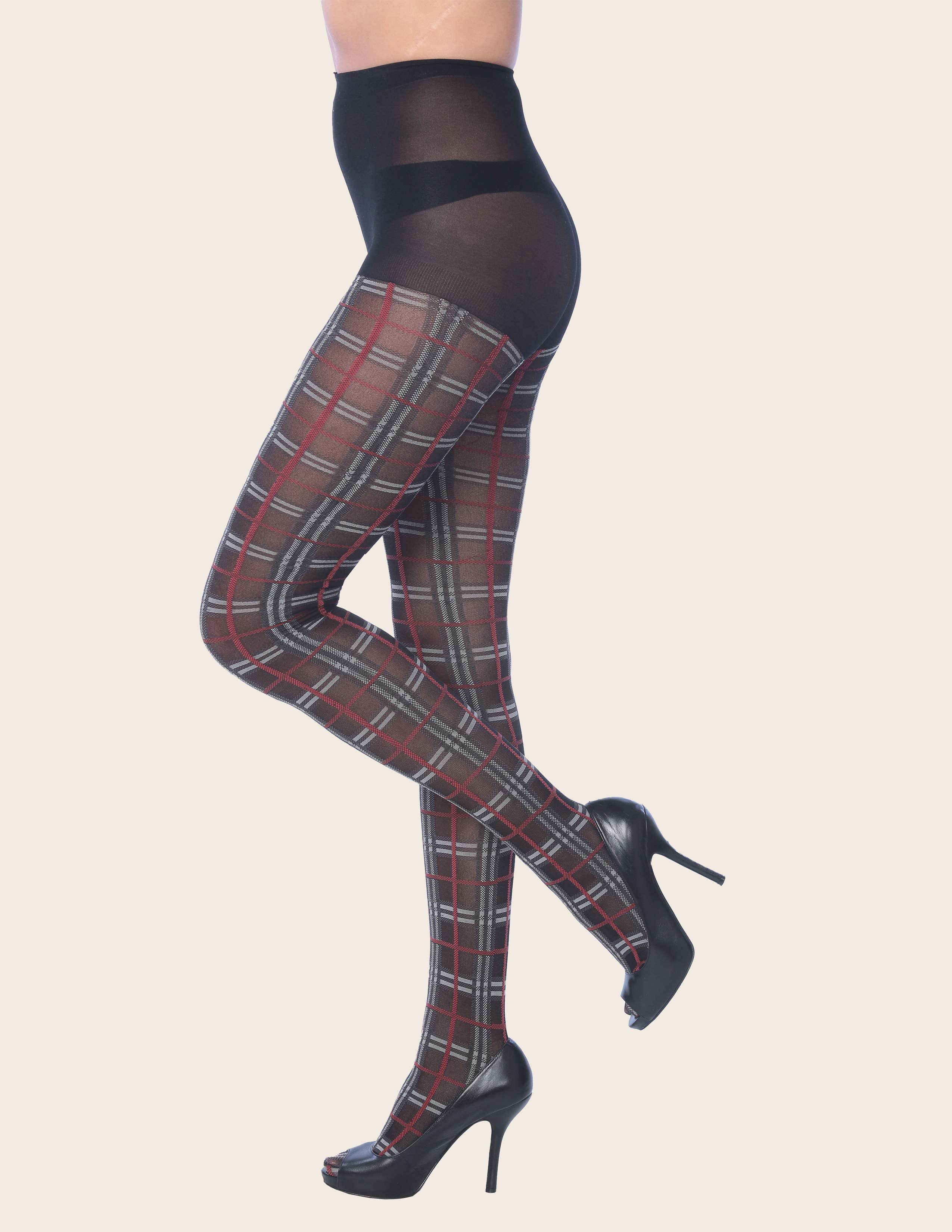 Isadora, Tipi toe, & James Fiallo - Wholesale Tights - Women's - Isadora Women Colored Checkered Sexy Fashion Tights8