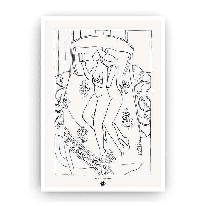 Stampa d'arte queer - Amanti che leggono per la vendita all'ingrosso da parte di The Marching Hare