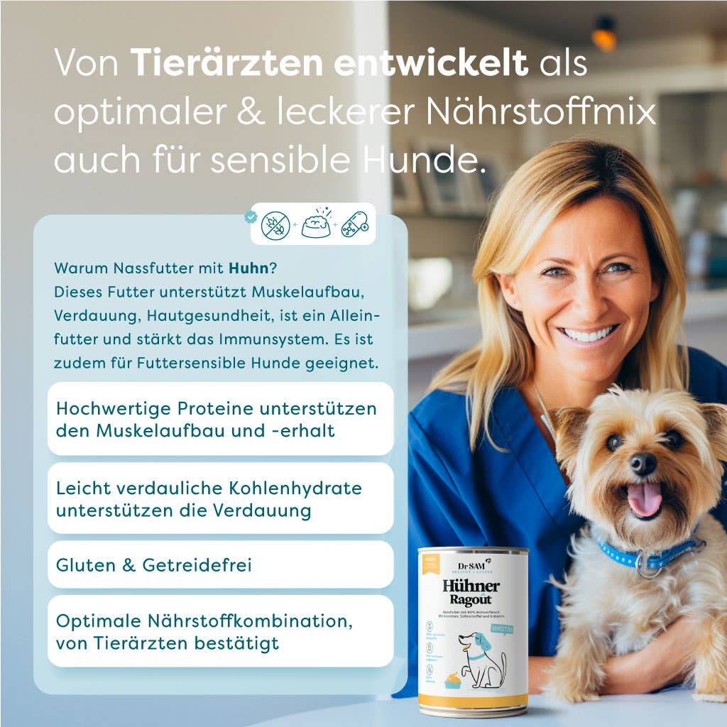 DrSAM - Wholesale Pet Food - Dog - Premium Wet Food Sensitive Chicken Ragout for Dogs 6x400g5