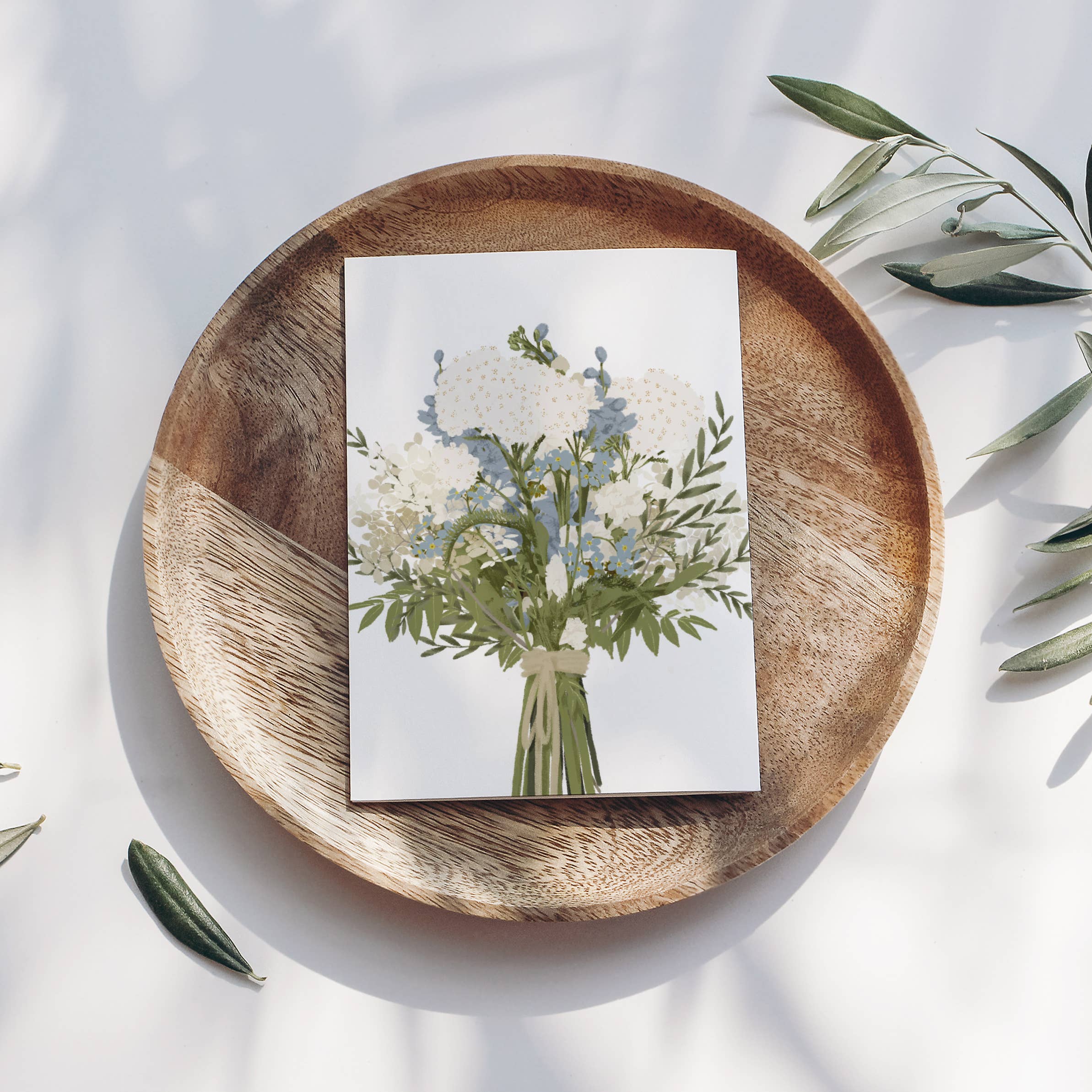 Wildblumen Atelier - Wholesale Congratulations Card - Postcard Bouquet of White and Blue, FSC certified3