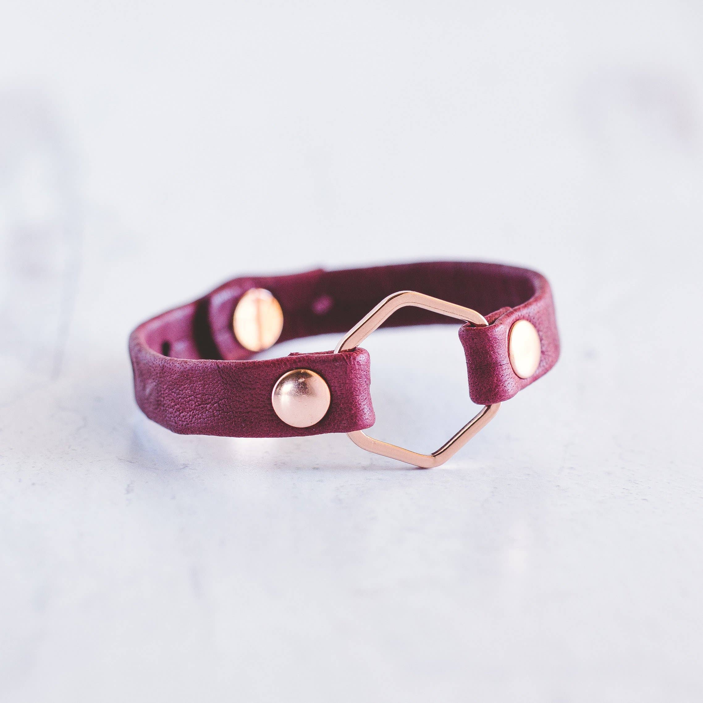 Giving Bracelets - Wholesale Bangle Bracelet - Honeycomb Leather Bracelet - Rose Gold10