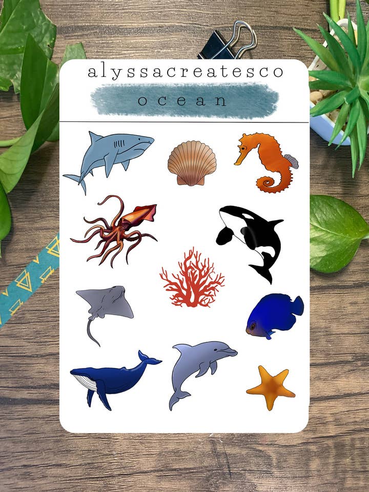 Marine Life Sticker Sheet for wholesale by darkivyboutique