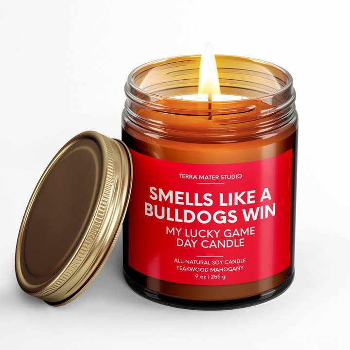 Terra Mater Studio LLC - Wholesale Jar/Filled Candle - Smells Like A Bulldogs Win Game Day Candle | Bulldogs Merch2
