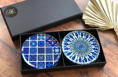 CELIYA HOME - Wholesale Onderzetters - Set van 6 onderzetters met mediterraan tegelontwerp1