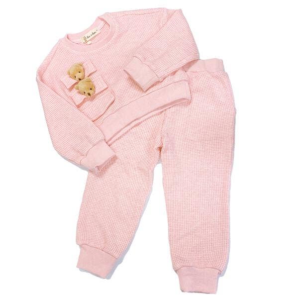 A30 14172 Teddy Textured Sweatshirt + Joggers Set (2 Colors) for wholesale by Doe a Dear