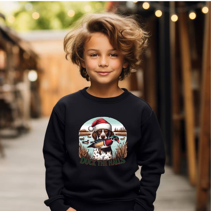 Christmas duck hunts shirt or sweatshirt kids and adult for wholesale by Cotton Threads