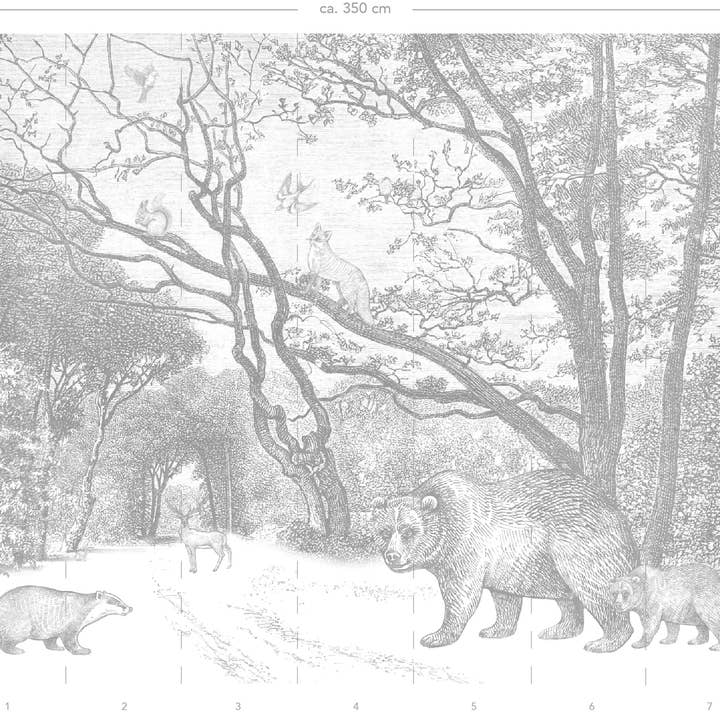 The Design Department b.v. - Vendita all'ingrosso Carta da parati - Carta da parati murale Foresta con animali selvatici7