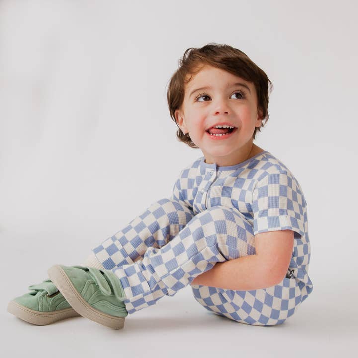 RAGS - Wholesale Jumpsuit - Baby - Rag Romper - Blue Check Waffle8