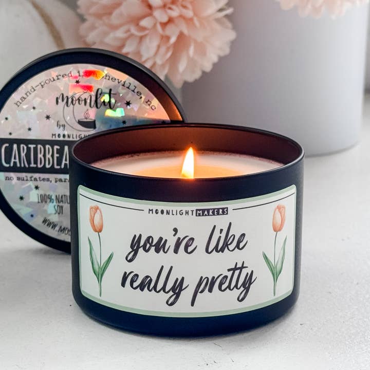 Moonlight Makers - Wholesale Jar/Filled Candle - Cute Natural Candle - You're Really Pretty - 100% Soy, 8oz 0