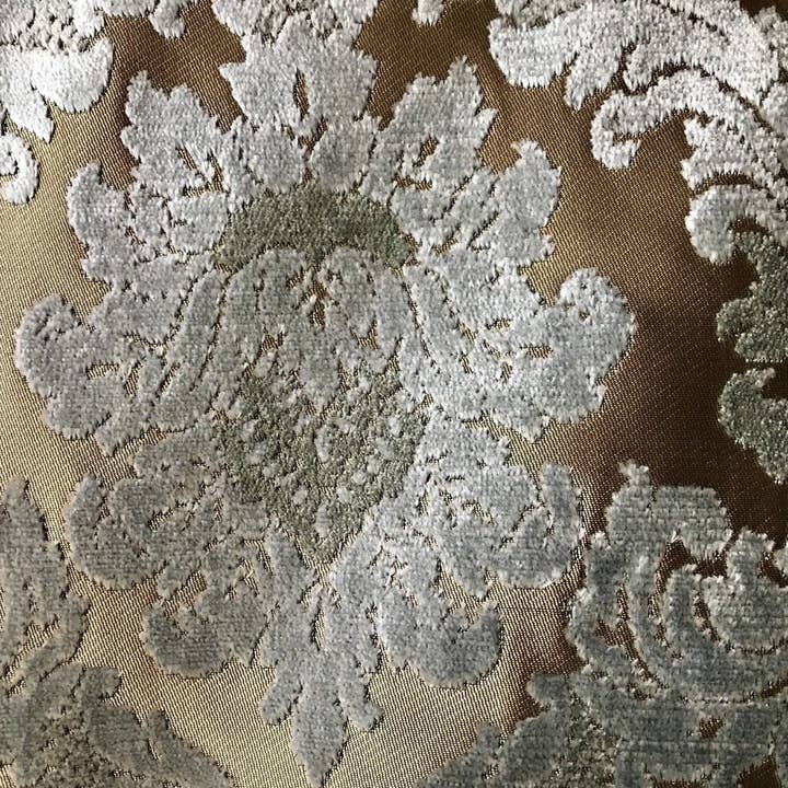 Fancy Styles Fabric - Wholesale Fabric - SWATCH Lady Cecile Designer Italian Burnout Damask Chenille Blue Bronze Fabric Upholstery6