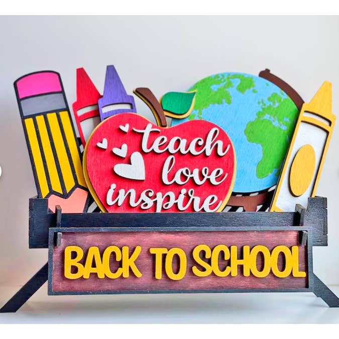 Back to School Shelf Sitter Interchangeable Decor Kit for wholesale by Finding Farmhouse Crafts & More