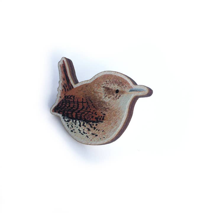 Tom Hardwick - Wholesale Lapel pin/button - Wren Wooden Pin2
