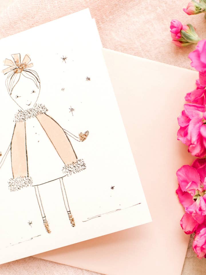 Set de 6 cartes de Noël Fancy Snowflake Girl pour la vente par Sweet Julie Marie