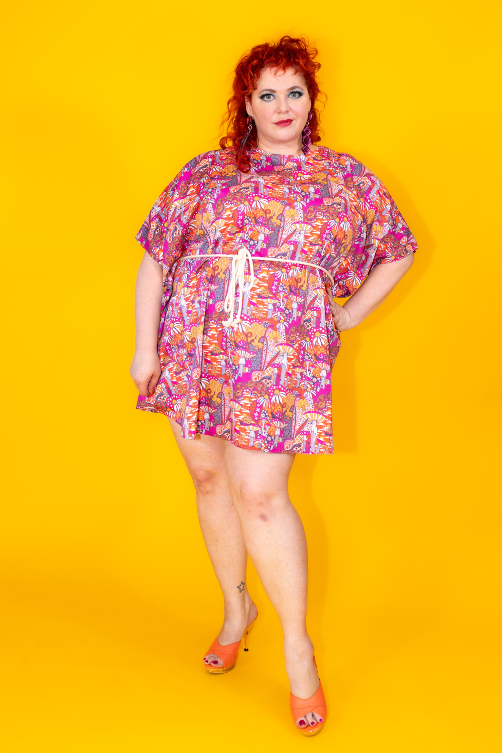 Blue Platypus - Vente Robe – femme - Mini Muumuu Champignon Coucher de Soleil7