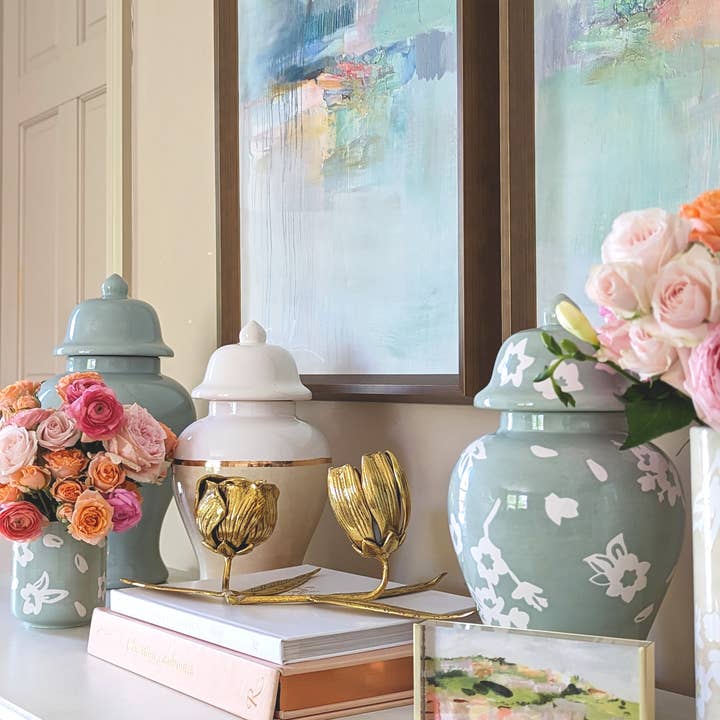 Lo Home | Ruby Clay - Wholesale Vaas - Sakura gemberpotten in mosgroen6