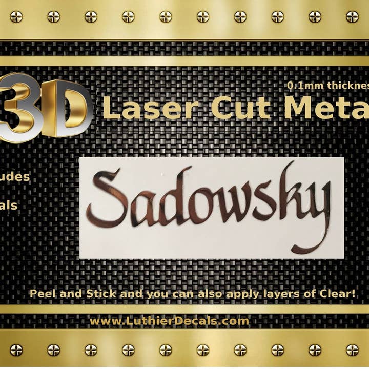 Sadowsky 3D-Laseraufkleber für Gitarre, Metall, M91 für den Großhandel von Luthier decals