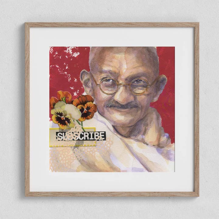 Mahatma Gandhi Portrait 12x12" Fine Art Print for wholesale by Lynell Ingram