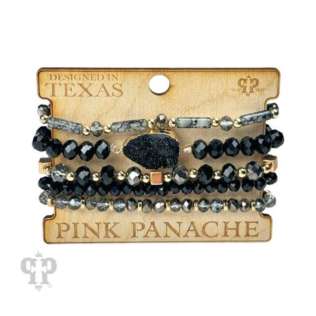 Pink Panache Brands - Wholesale Jewelry Set - Five strand druzy bracelet set