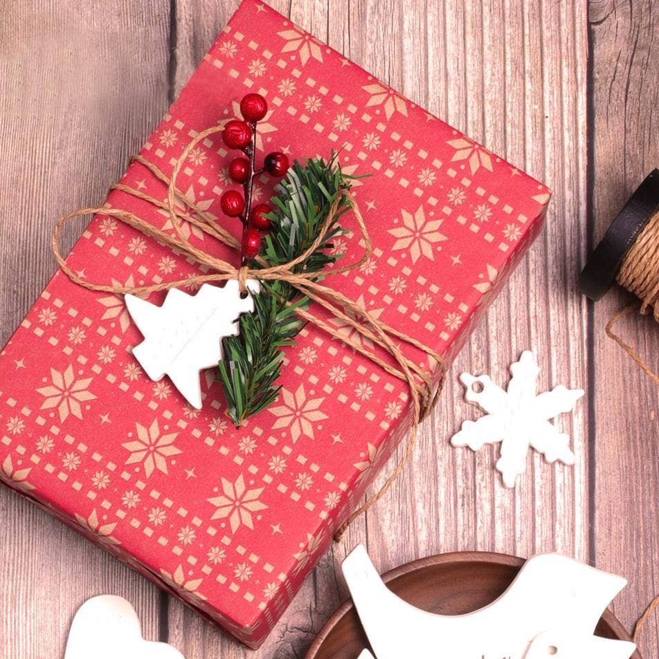 LA Ribbons Wholesale - Venta al por mayor Rollos de papel de regalo - Papel de envolver Kraft 30" x 10' | Tejido natural/rojo4