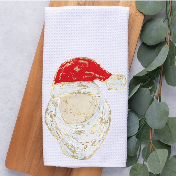 Santa Claus Christmas Waffle Weave Kitchen Dish Towel for wholesale by Painted Skies