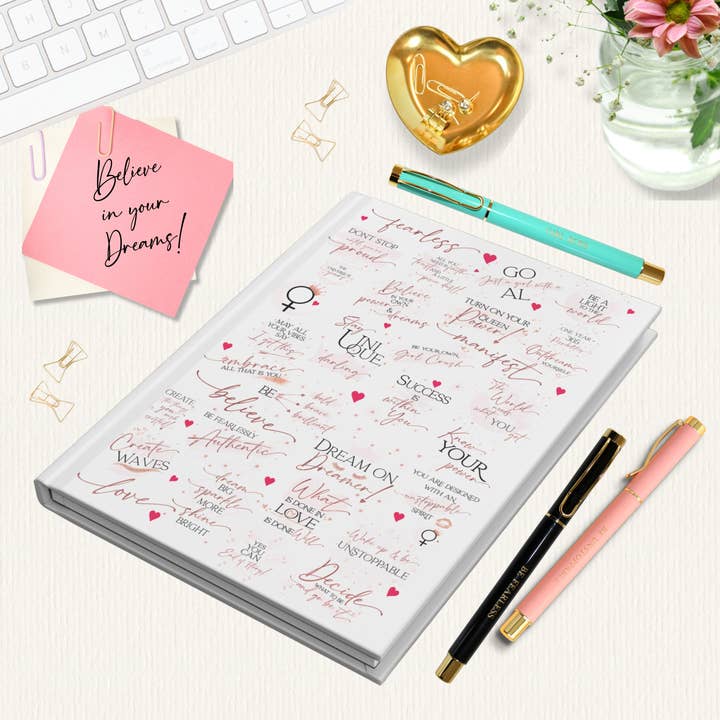 Girl Power 24/7 - Wholesale Journal/Diary - Girl Boss Hardcover Journal - Make an Impact! - White & Rose1