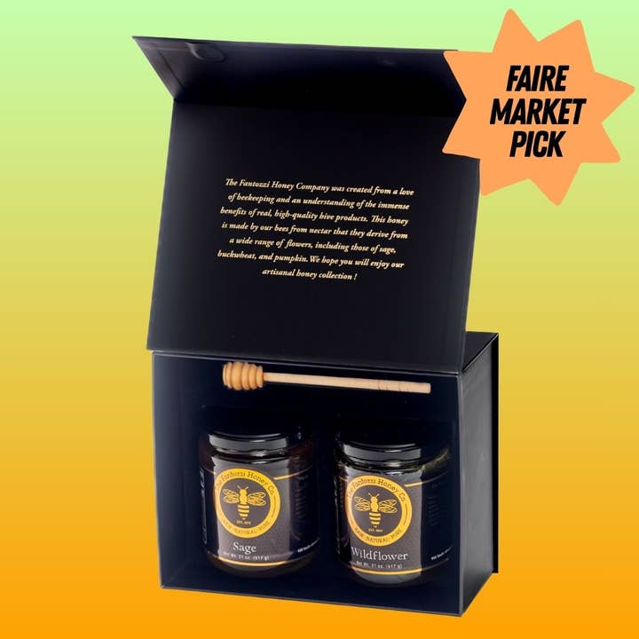 Caixa de Presente com 2 Frascos de Mel – Presente de Natal com Mel Cru por atacado de Fantozzi Honey Company