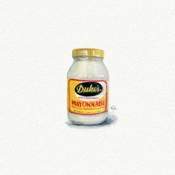 Duke's Mayonnaise Miniature Watercolor Painting - Art Print for wholesale by Karen Libecap Tiny Paintings