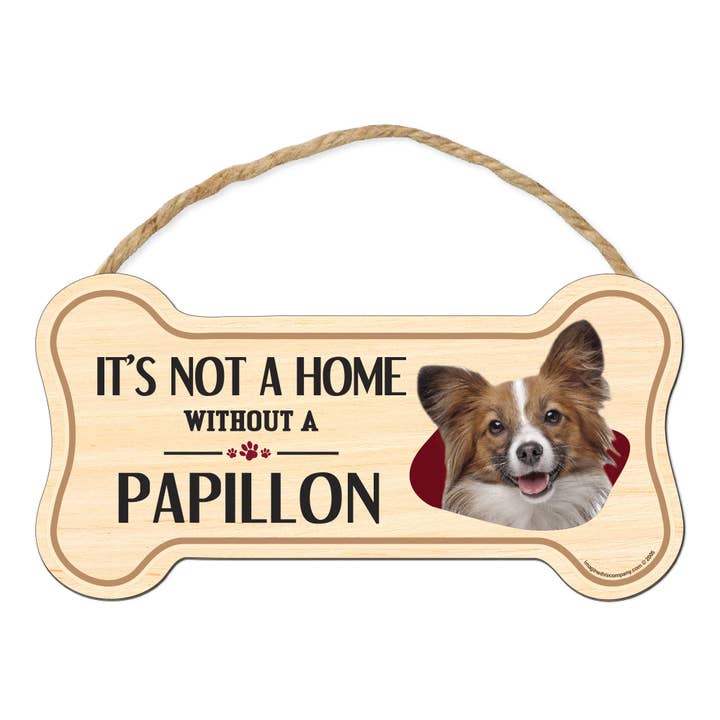 Papillon Bone Shaped Wood Sign for wholesale by Imagine This Company