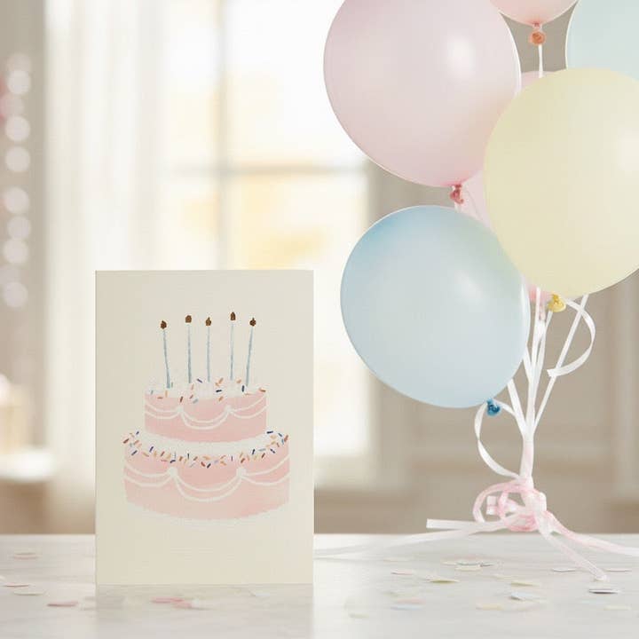 Carte de gâteau rose 🎂 pour la vente par Davis Stationery