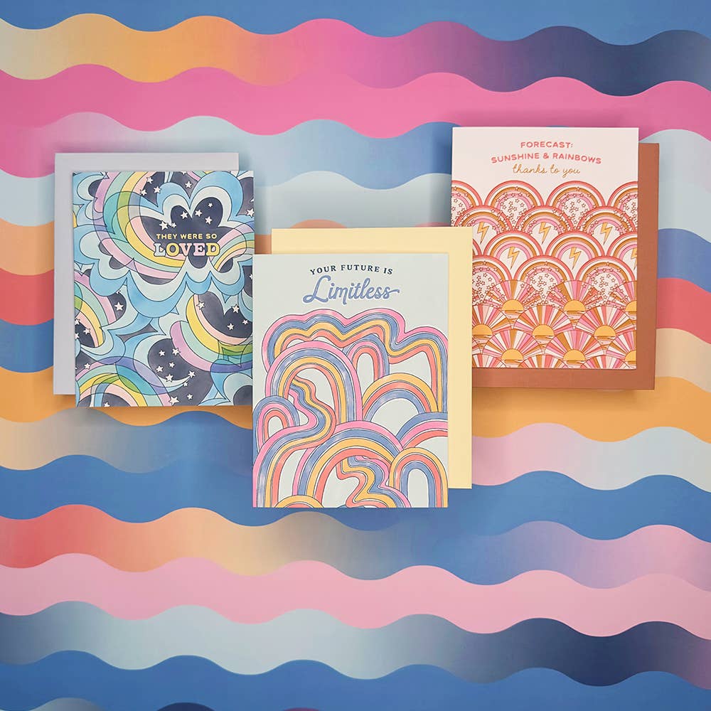 O.O.M.F. Creative - Wholesale Thank You Card - Sunshine & Rainbows | Thank You Card | Scallop Design1