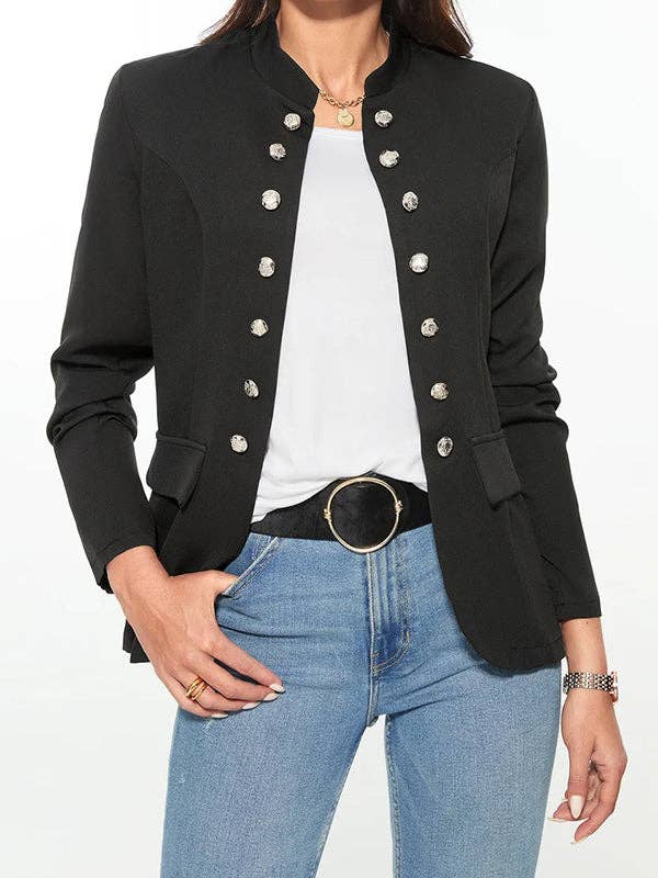 Sheer Trend - Wholesale Jacket - Women's - Casual Long Sleeves Buttoned Stand Collar Jackets Outerwear9