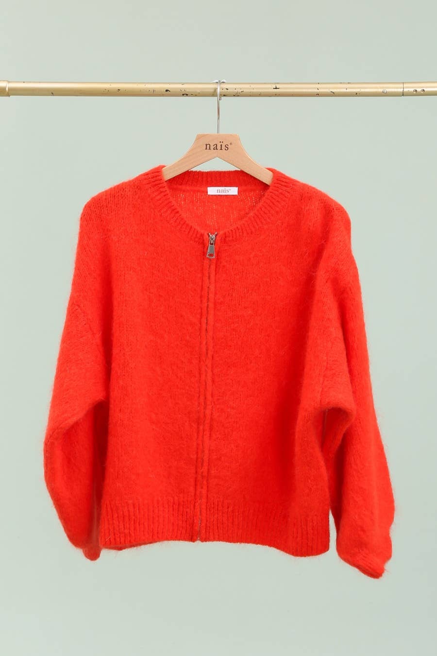 NAÏS PARIS - Vente Cardigan – femme - Cardigan col rond zippé en mohair et laine8