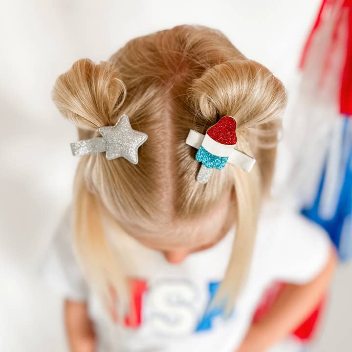 Sweet Wink - Wholesale Hair Clip - Kids - Bomb Pop Clip Set - 4th of July - Hair Clips
