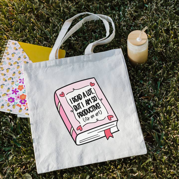 Literari Goods, Co | Book Themed Candles + Gifts - Vente Tote bag – femme - Je lis beaucoup | Sacs fourre-tout | Cadeau pour lecteur pour la Saint-Valentin1