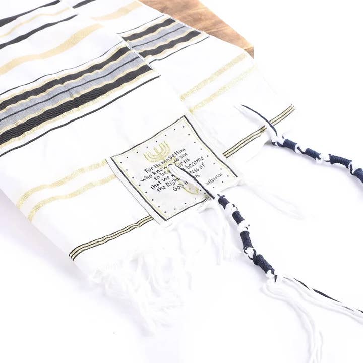 Swanson Christian Products - Wholesale Wrap - Women's - Prayer Shawl – Gold and Black – Traditional Messianic with Tallit – 72″ X 22″